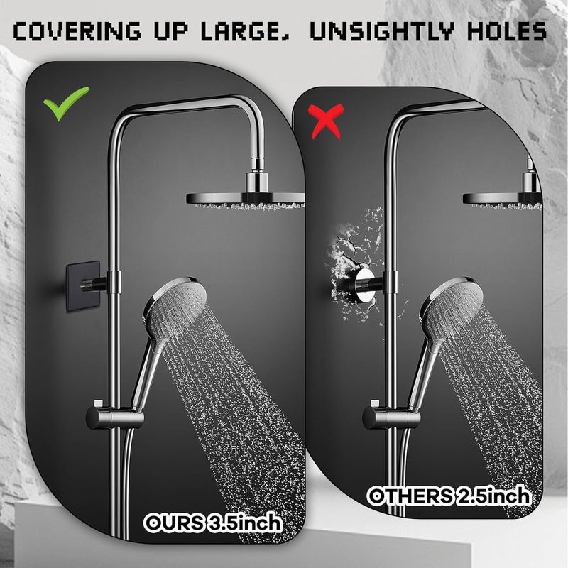 Qulkws 3.5 Inch Large Shower Arm Flange Square Plumbing Cover Plates Square Shower Flange Cover Escutcheon Covers Plate Escutcheon Covers Plate for Showers Head Arms (Matte Black) - Image 5